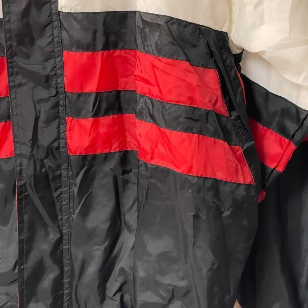 Vintage 90s Retro Online Red Striped Wind Breaker Jacket Large - Picture 4 of 11